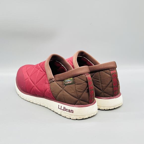 LL Bean Shoes Mens 11 Red Brown Quilted Clog Slip On House Slippers Comfort main image 5